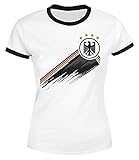 MoonWorks® Damen T-Shirt Deutschland Fußball EM-Shirt 2024 WM Fanshirt Deutschlandshirt Adler weiß-schwarz M