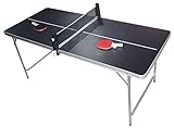 PingPong Tisch by BeerCup Klappbare Tischtennisplatte, HBT: 180 x80 x76 cm, tragbar inklusive Netz, 2 Schläger, Ballhalter & 6...