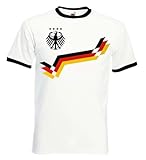 Herren T-Shirt Deutschland Retro Trikot Fußball - Weiß XXL