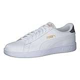 PUMA Unisex Puma Smash v2 L Low-Top, Puma White-Puma White-Peacoat-Puma Team Gold, 42.5 EU