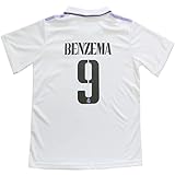 HUSSATEX Madrid Benzema #9 Heim Herren Fußball Trikot & Shorts Erwachsenengrößen (Weiß,L)