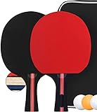 PIQIUQIU Tischtennisschläger Set mit 2 Schläger und 3 Bälle in Tasche, Tischtennis Set Schläger Bälle Ping Pong Set(Farbe...