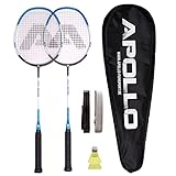 Apollo Badminton Set | Carbon Profi Badmintonschläger | Leichtgewicht Badminton Schläger | Federballschläger Set für Training,...