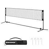 SONGMICS 5m Badmintonnetz, Federballnetz, Volleyballnetz mit höhenverstellbaren Stangen, tragbares Netz für Junior Tennis,...