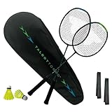 Talbot Torro Carbon Badminton Set Professional, 2 Badmintonschläger, 2 Federbälle, 2 Griffbänder & Schlägertasche für...