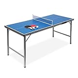 Relaxdays Unisex Jugend Midi Indoor Klappbare Tischtennisplatte, HBT: 71 x 150 x 67 cm, tragbarer Ping Pong Tisch, Netz, Bälle,...