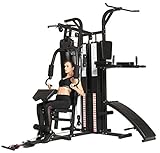 Dione HG5 - Fitnessstation - Multi-Gym - Krafstation mit Boxsack - Einschließlich 65 kg Gewichte - Erweiterbar auf 100 kg -...
