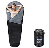 ACTIVE FOREVER Mumienschlafsack 3–4 Jahreszeiten Leichtes, kompaktes, wasserdichtes Design Schlafsack für die warme Jahreszeit...