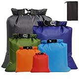 6 Stück wasserdichte Aufbewahrungsbeutel, 1,5/2,5/3/3,5/5/8L Lightweight Trockenbeutel Polyester Packsäcken Dry Bag Set für...
