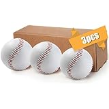 LeapBeast Professionelle Baseballs 9 Inch, 3pieces Handgenäht Baseballs, Hart Holz/Weiche Gummikern Basebälle für Erwachsene,...