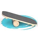SportPlus Balance Board aus Holz mit Rolle, rutschfestes Griptape, ideal für Gleichgewichtstraining, Wackelbrett, Balancierbrett,...