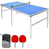 EasyPong® | Ping Pong Tisch Blauw | 182x91cm | Premium Qualität | Leicht zu transportieren | Stabil | Ideal für Outdoor &...