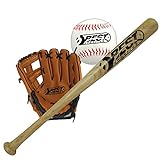 Best Sporting Baseball Set I Baseball-Kit für Kinder und Jugendliche I Baseballschläger Holz inkl. Baseball & Baseball Handschuh...