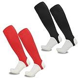 FIBOGOUP Stutzen ohne socken,Stegstrümpfe,Folgen Sie dem Design und reparieren Sie die Beinschutzbrett,schwarz+rot