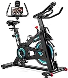 Wenoker Heimtrainer Fahrrad, Indoor Cycling Bike mit LCD-Monitor, Heimtrainer mit Pad-Halterung, Belastbarkeit 140 kg Fitnessbike...