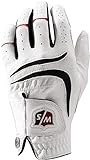 Wilson Staff Herren Golfhandschuh, Grip Plus, Material-Kombi, Größe: M/L, Linkshand, MLH, weiß, WGJA00680ML