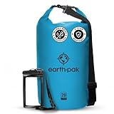 Earth Pak Dry Bag – Wasserdichter Packsack mit Schultergurt und wasserfester Handyhülle – Ideale Rolltop Tasche beim Kajak...