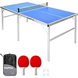 EasyPong® | Ping Pong Tisch Blauw | 182x91cm | Premium Qualität | Leicht zu transportieren | Stabil | Ideal für Outdoor &...