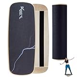KM-Fit Balance Board | Balancebrett aus Holz | Indoor Skateboard Indoorboard | Surfboard, Surfbrett für Koordinationstraining |...