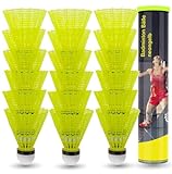 Sportyfits® 18x Federbälle gelb Badmintonbälle für Training & Wettkampf Badminton - für Outdoor & Indoor