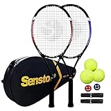 Senston Tennisschläger für Erwachsene 68,6 cm Tennisschläger – 2 Spieler Tennisschläger Set mit 3 Bällen, 2 Griffen, 2...