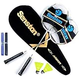 Senston Graphit Badminton Set Carbon Profi Badmintonschläger Leichtgewicht Badminton Schläger Federballschläger Set für...