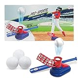 Toi-Toys Automatisches Baseball Set - mit Baseballschläger und 3 Basebälle - Ballspiel Sport Kinder Spielzug für Outdoor,...
