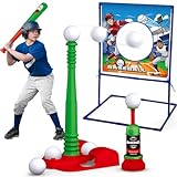 VATOS T Ball Sets für Kinder 3-5, Kinder Teeball Spielzeug-Sets mit Einstellbarer Höhe Baseball Target Fixed & Ejection Baseball...